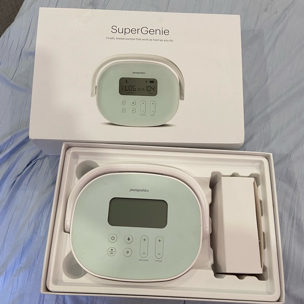 SuperGenie Breast Pump and one unopened liquid shield system in 21 mm